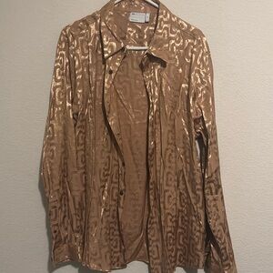 ASOS 70’S LONG SLEEVED BUTTON DOWN DRESS SHIRT in GOLD